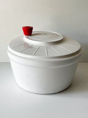 Vintage 1970s Moulinex Salad Spinner Type 313.0.00 White Red Made in France